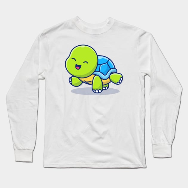 Cute Turtle Doing Yoga Cartoon Long Sleeve T-Shirt by Catalyst Labs
